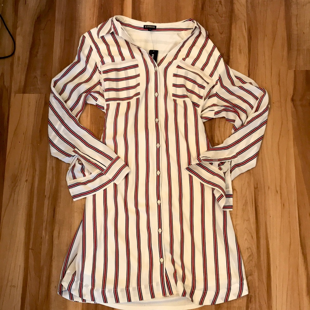 NWT Express R/W/B Pinstripe Dress